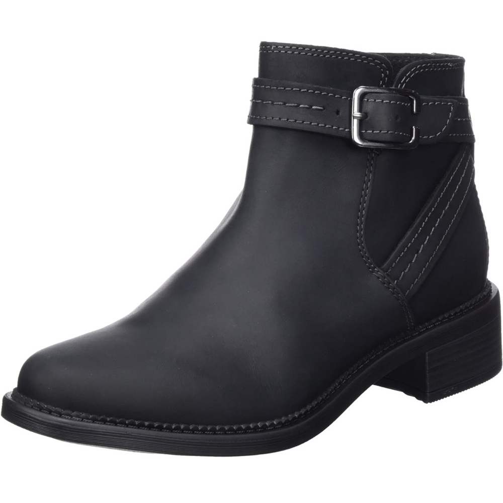Clarks Maye Strap Black Leather Boots size 11